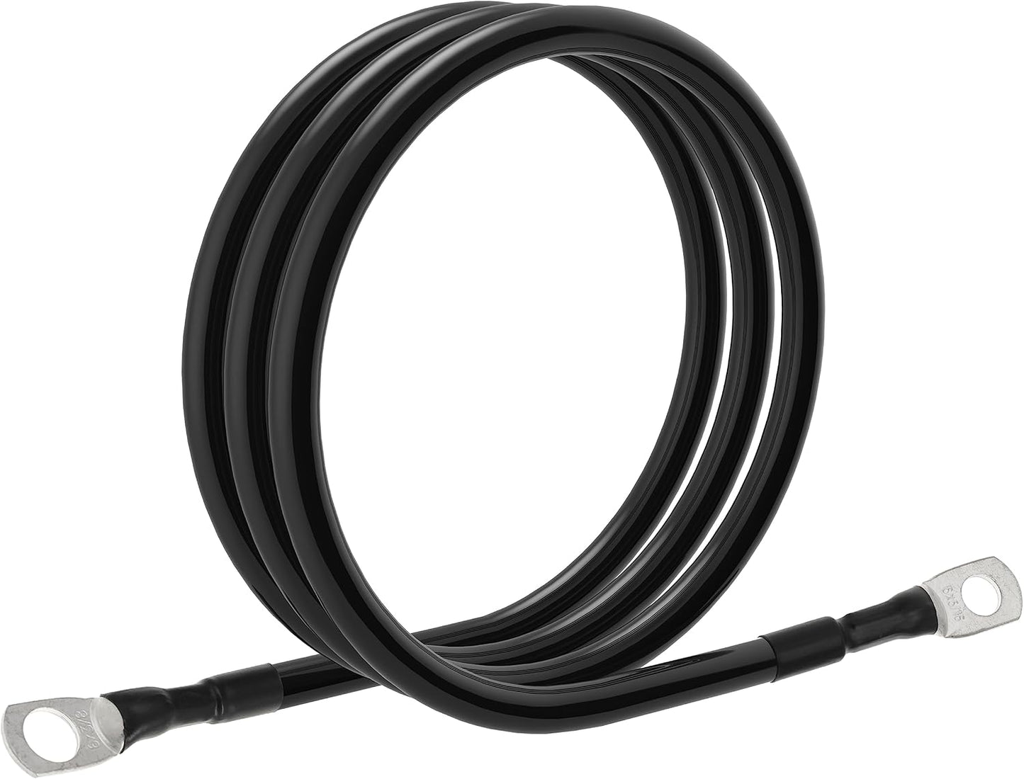 6 AWG Battery Cable 6AWG Gauge Battery Inverter Cables for Automotive Solar Marine Boat RV Car Motorcycle (6 AWG, 2FT, 3/8"+5/16")