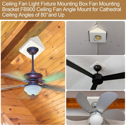 Ceiling Fan Light Fixture Mounting Box Fan Mounting Bracket FB900 Ceiling Fan Angle Mount for Cathedral Ceiling Angles of 80°and Up (2Pack)