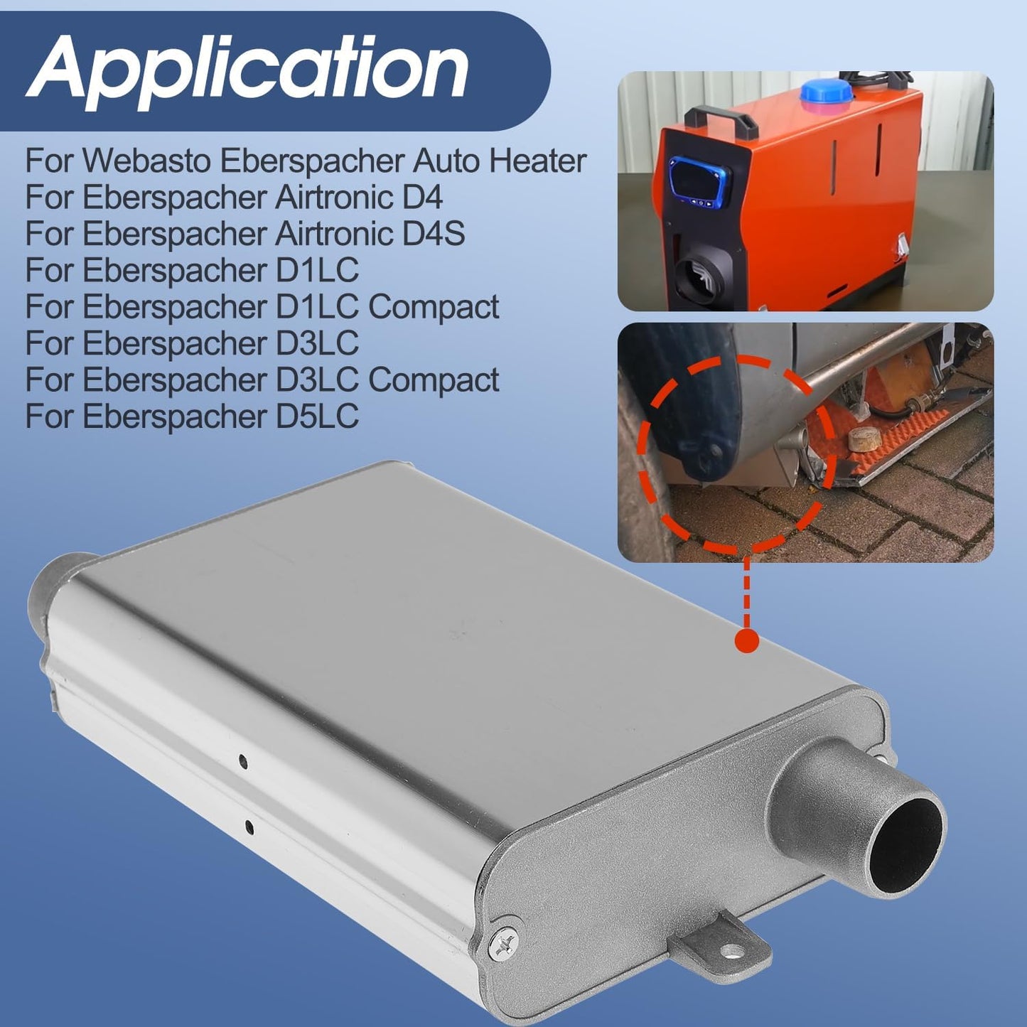 24mm Exhaust Muffler Pipe Upgraded for Chinese for Eberspacher Diesel Heaters Air Compressor with 2 clamps and screws, Silver