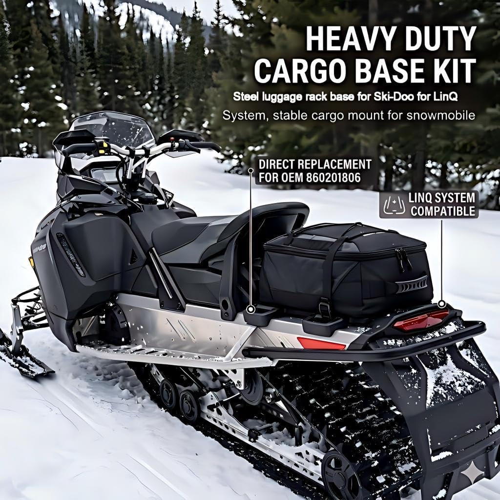 Snowmobile Cargo Base Luggage Rack Base Kit with Hardware for Ski-Doo for LinQ System Replace 860201806 Snowmobile Seat Armrest