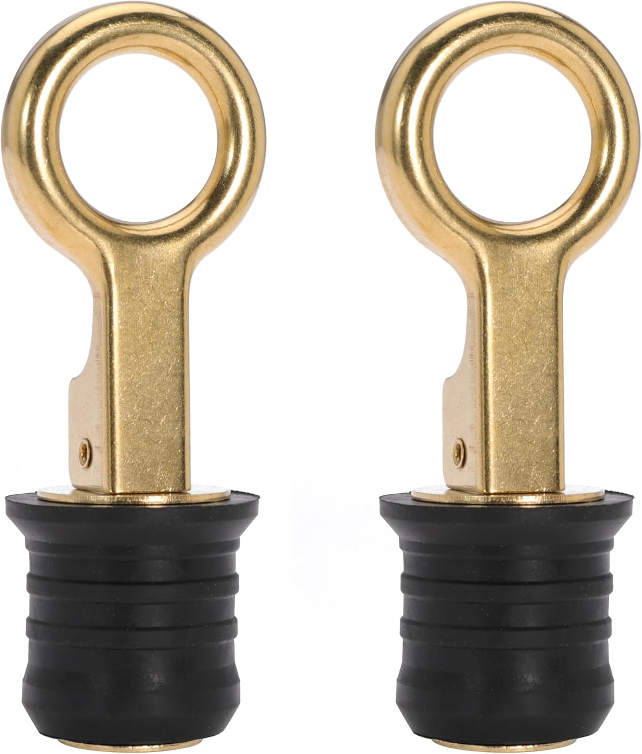 Boat Drain Plug - O-Handle Snap Plug, Brass/Stainless Steel, Rubber