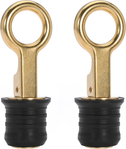 Boat Drain Plug - O-Handle Snap Plug, Brass/Stainless Steel, Rubber