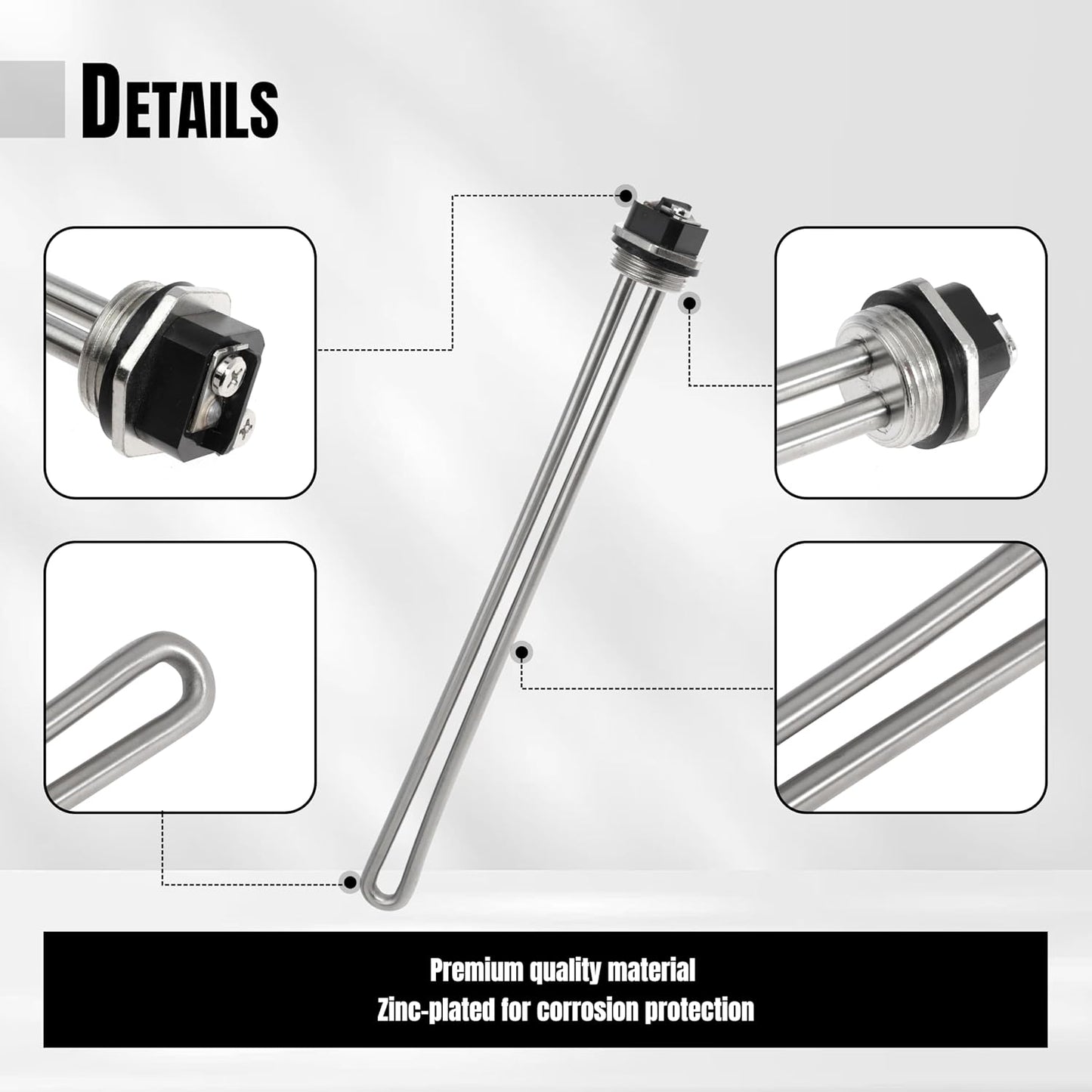 100108283 Water Heater Element for AO Smith ECT 52 55 66 80 120, ECS 30 40 50, ECL 30 50, ECLN ELJN ECJN 40, E6 Replaces 100108284 9000092015 9000092045 Heating Element with Socket, 2PCS
