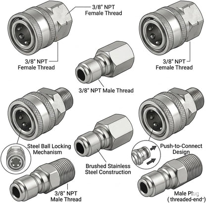 1/2" Hose Reel Super Swivel for FXF for Zerk and 3/8" Quick Connect Coupler Fittings, Heavy Duty Kink-Free Rotation & Rapid Connection NPT for Power Washers (3/8-FXF)