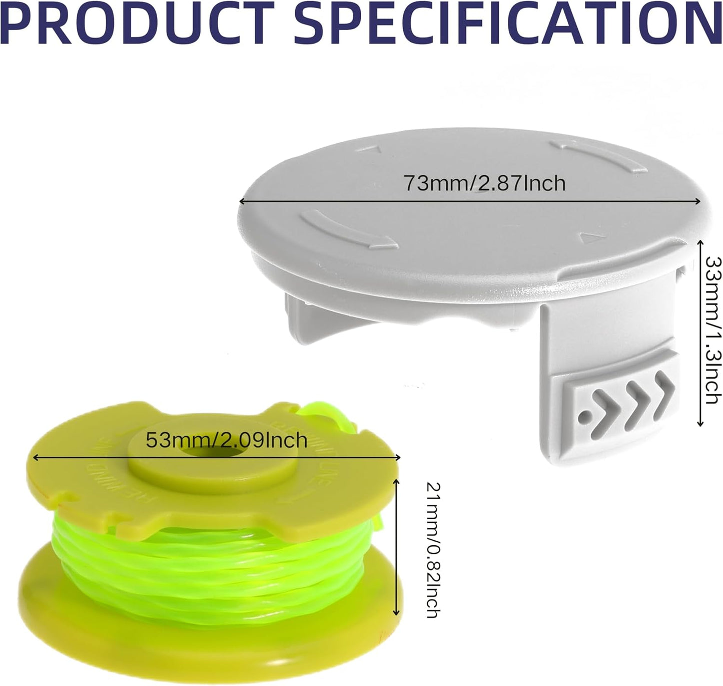 AC80RL3 Line String Trimmer Replacement Spool for Ryobi One Plus+ 18V 24V 40V P2000 P2002 P2003 P2004 P2006 P2006A P2200 Trimmers Replace AC14HCA Cover Cap 11Ft 0.08inch