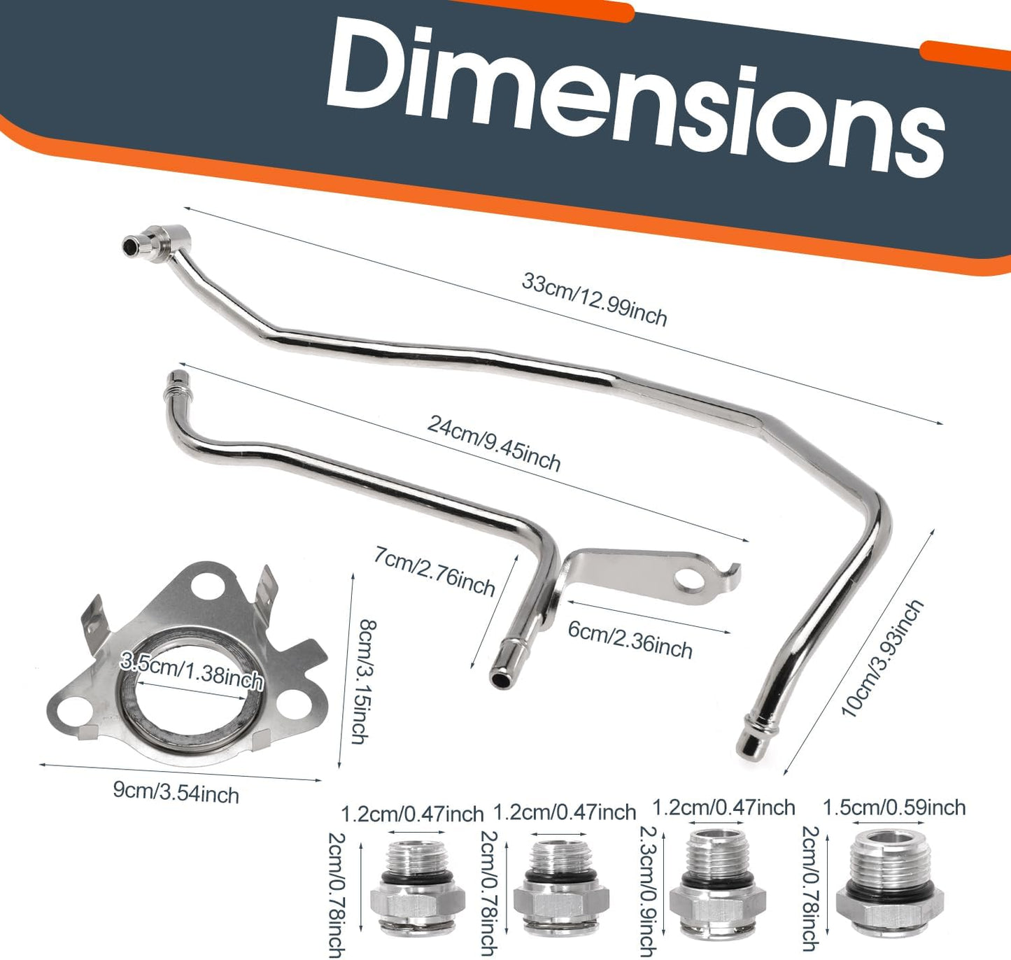 Replacement 926-187 Turbo Coolant Line Tubes, Driver/Left Side Engine Coolant Pipe Kit for Ford Expedition 15-17, F150 11-16, Transit 150 250 350 350HD 15-21 and for Lincoln Navigator 15-17