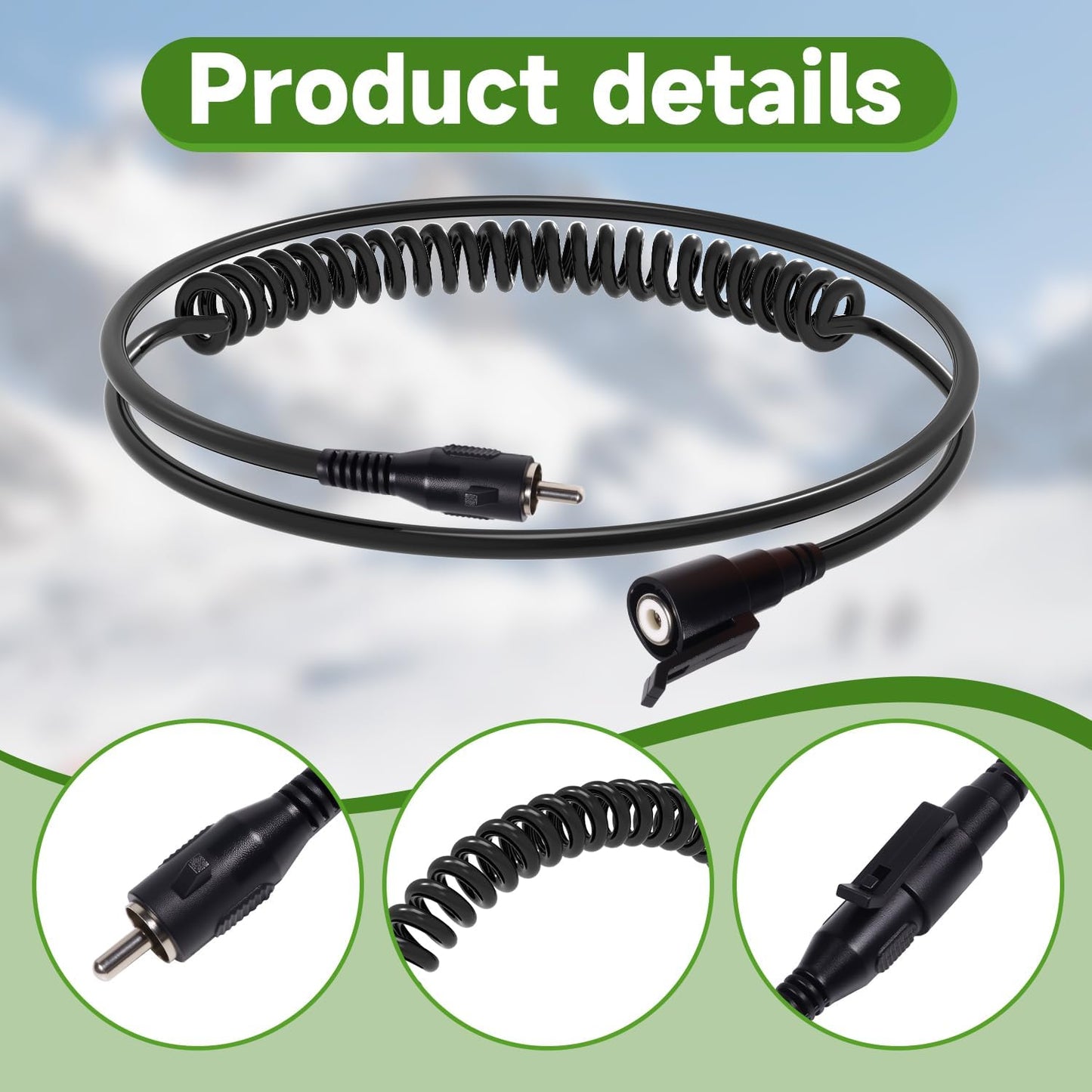 Electric Heated Shield Wire and Power Cord for CKX Snowmobile Helmets, Electric heated shield, heated lens and heated goggle, Gold-Plated RCA