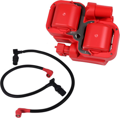 Ignition Coil Replace 2876049 4010425 and Spark Plug Wire Cap Replace 4012888 4012889 for Polaris Ranger Crew RZR 4 S 800 2011-2017 (CWC)