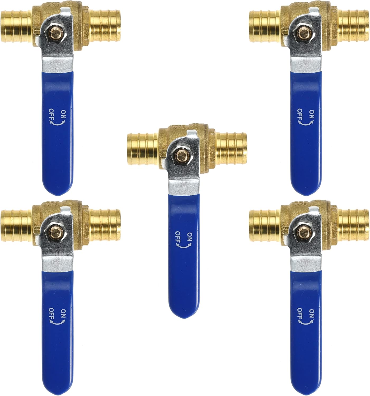 3/4" 3/4 Inch Brass Shut off Ball Valve Fit Both Ends for PEX Tubing, PEX Barb - Full Port Water Stop for Hot & Cold, 10 Pcs