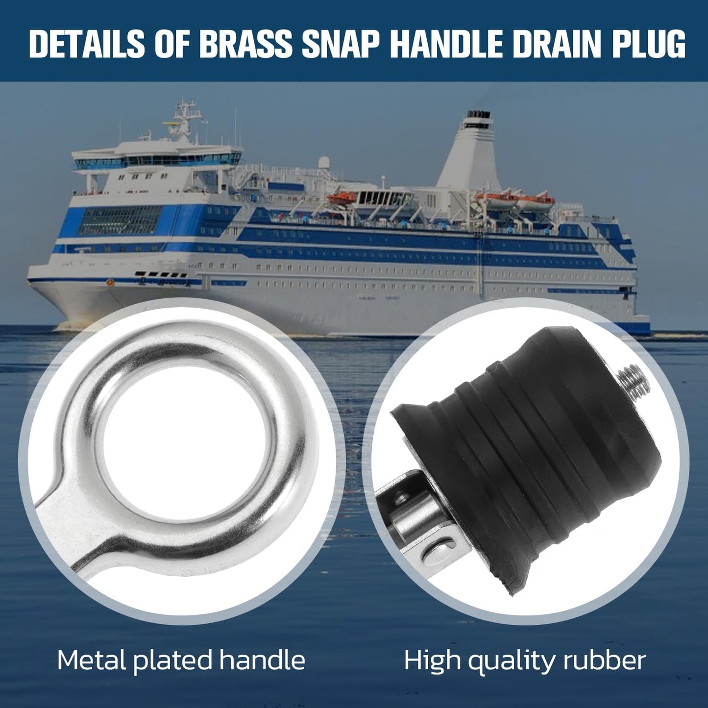 2 Pcs Boat Plug Snap Handle Boat Drain Plug Rubber Plugs with Brass/Stainless Steel Handle Marine Twist Plug Boat Accessories