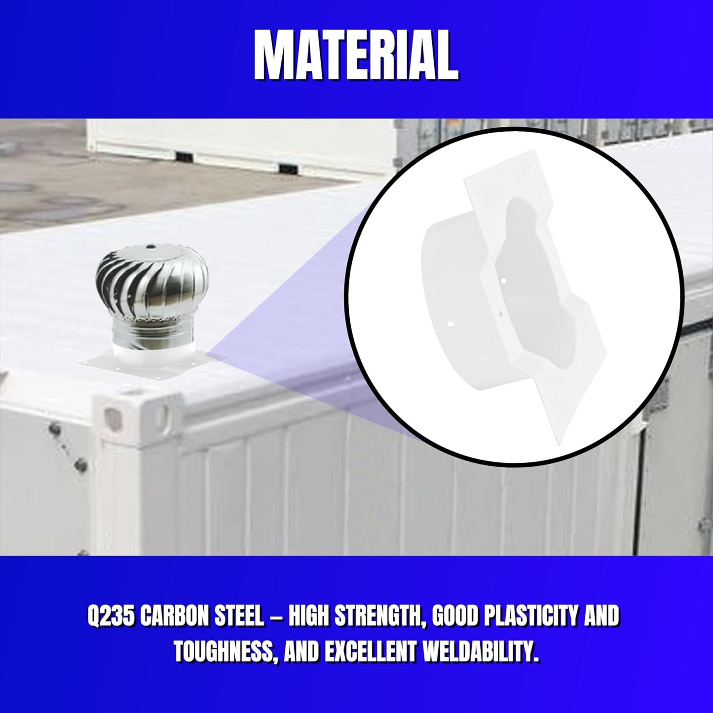 8 Inch Shipping Container Roof Vent Adapter 8" for Whirlybird Turbines, Round Chimney Caps and Corrugated Roof Window Vents, 1 Pack, White