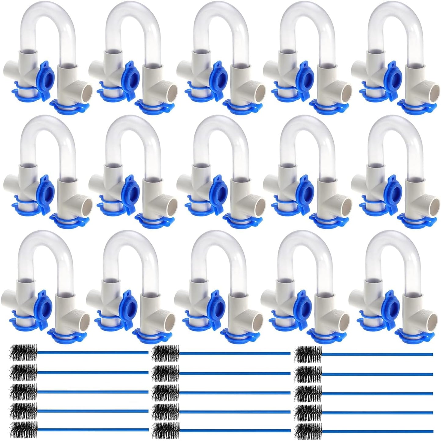 15PACK 3/4" Standard Condensate Trap U Trap for HVAC Systems, Air Conditioner with 19" Cleaning Brush