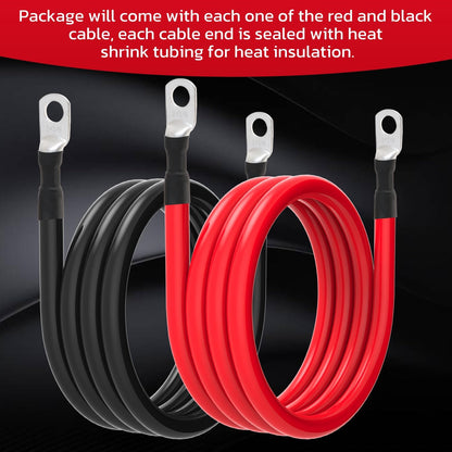 2 AWG Battery Cable 2AWG Gauge Battery Inverter Cables for Automotive Solar Marine Boat RV Car Motorcycle (2 AWG, 7FT, 3/8")