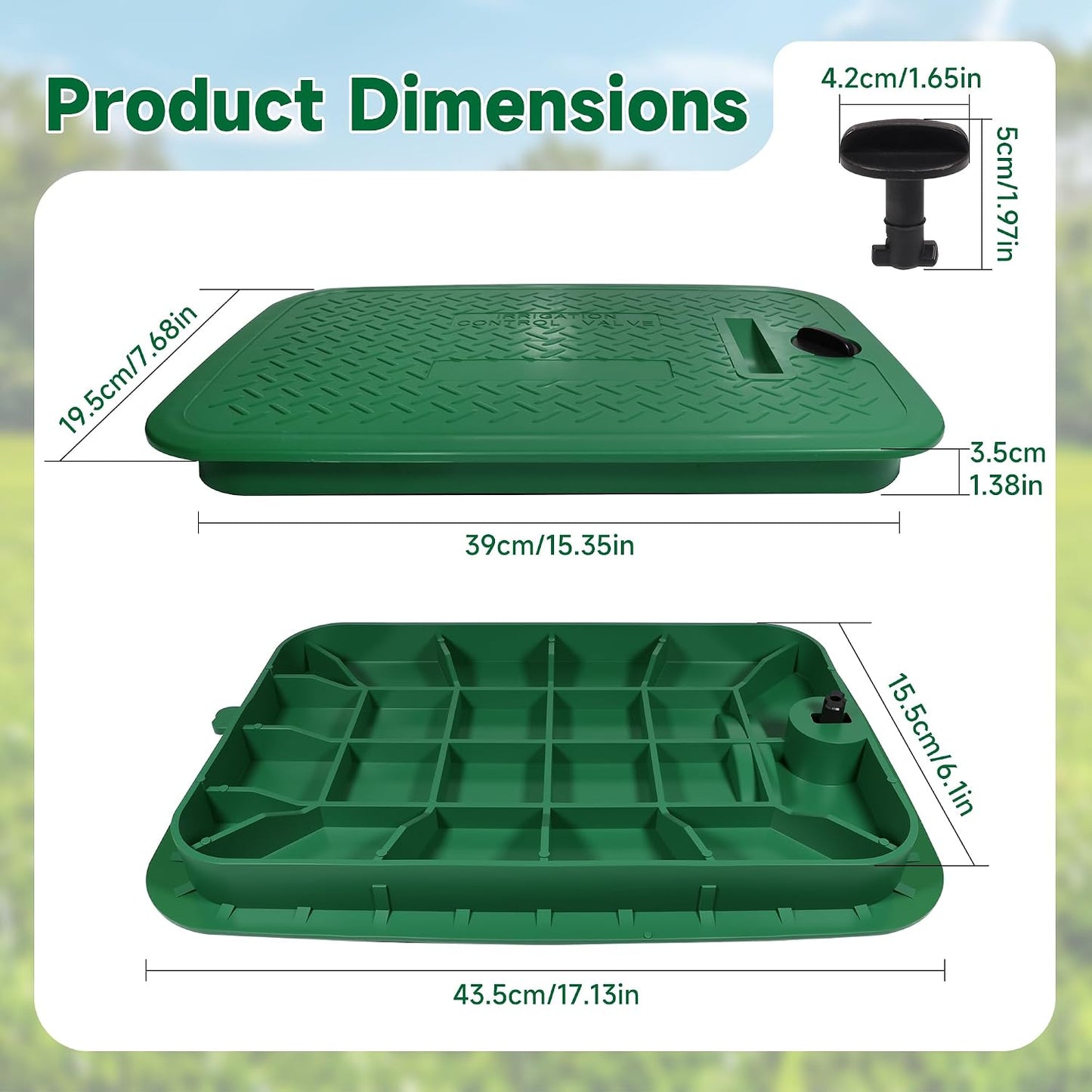 12 x 17 Inch Irrigation Valve Box Cover, Rectangular Sprinkler Valve Lids with Plug,Replacement for Irrigation Valve Box, Sprinkler Valve Box, Irrigation & Sprinkler Box (1)