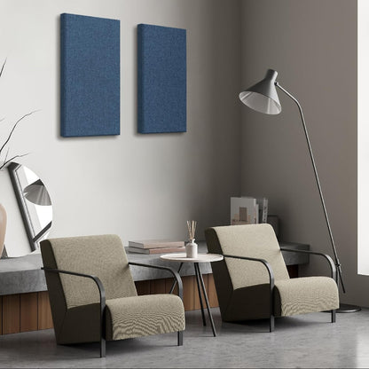 4 Pack Fiberglass Acoustic Wall Panels Fabric Wrapped 11.8'' x 23.6'' Navy