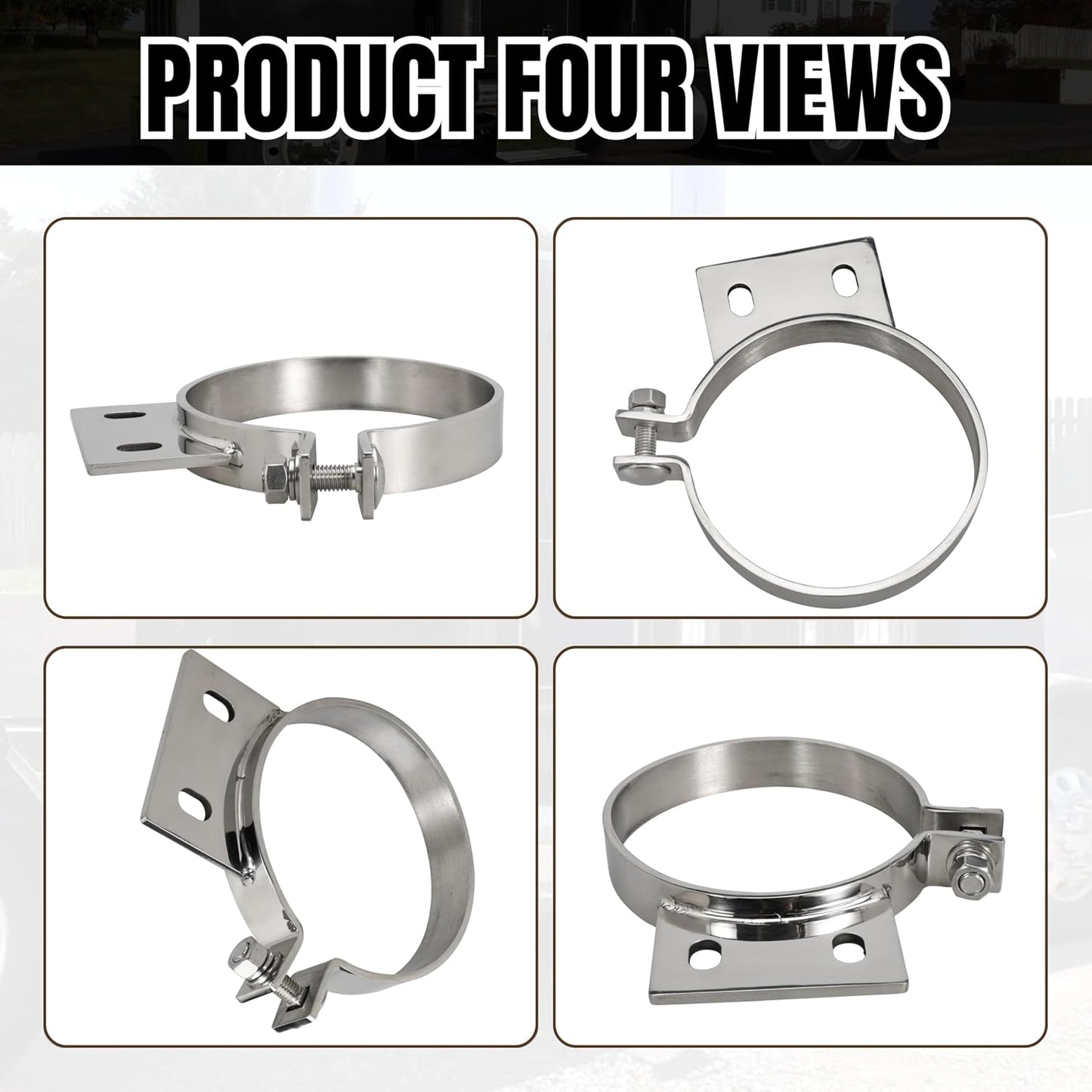 5" Stack Exhaust Clamp for Peterbilt 379 359 1987-1993 Exhaust Stack Pipe 5 inch Mount Bracket Replace 10294 (1)
