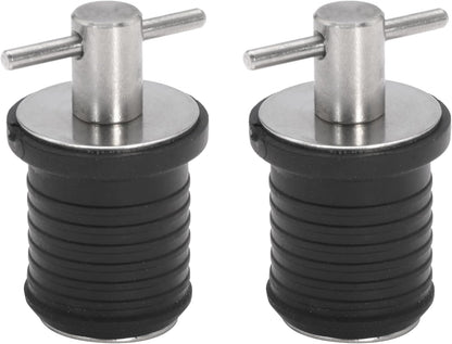 2 Pcs T-Handle Boat Plug Brass/Stainless Steel Boat Drain Plug Snap Handle Plug Rubber Drain Plug for Boat Marine