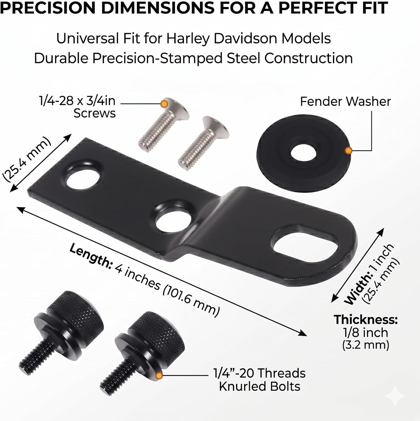 Seat Bracket for Harley Davidson Rear Fender Studplate Replaces 10545BB with Washers and Screws
