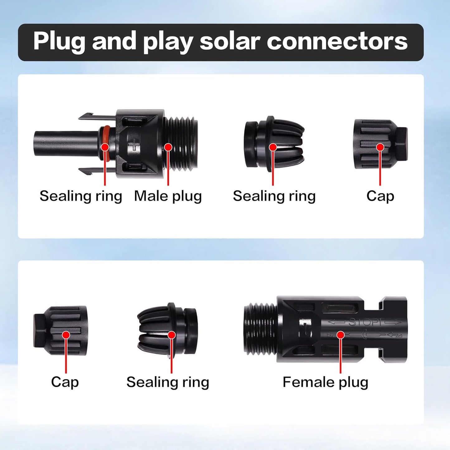 12AWG 10FT Solar to XT60 Charge Extension Cable for Solar Panels Portable Power Stations Solar Connector to XT60H Cables