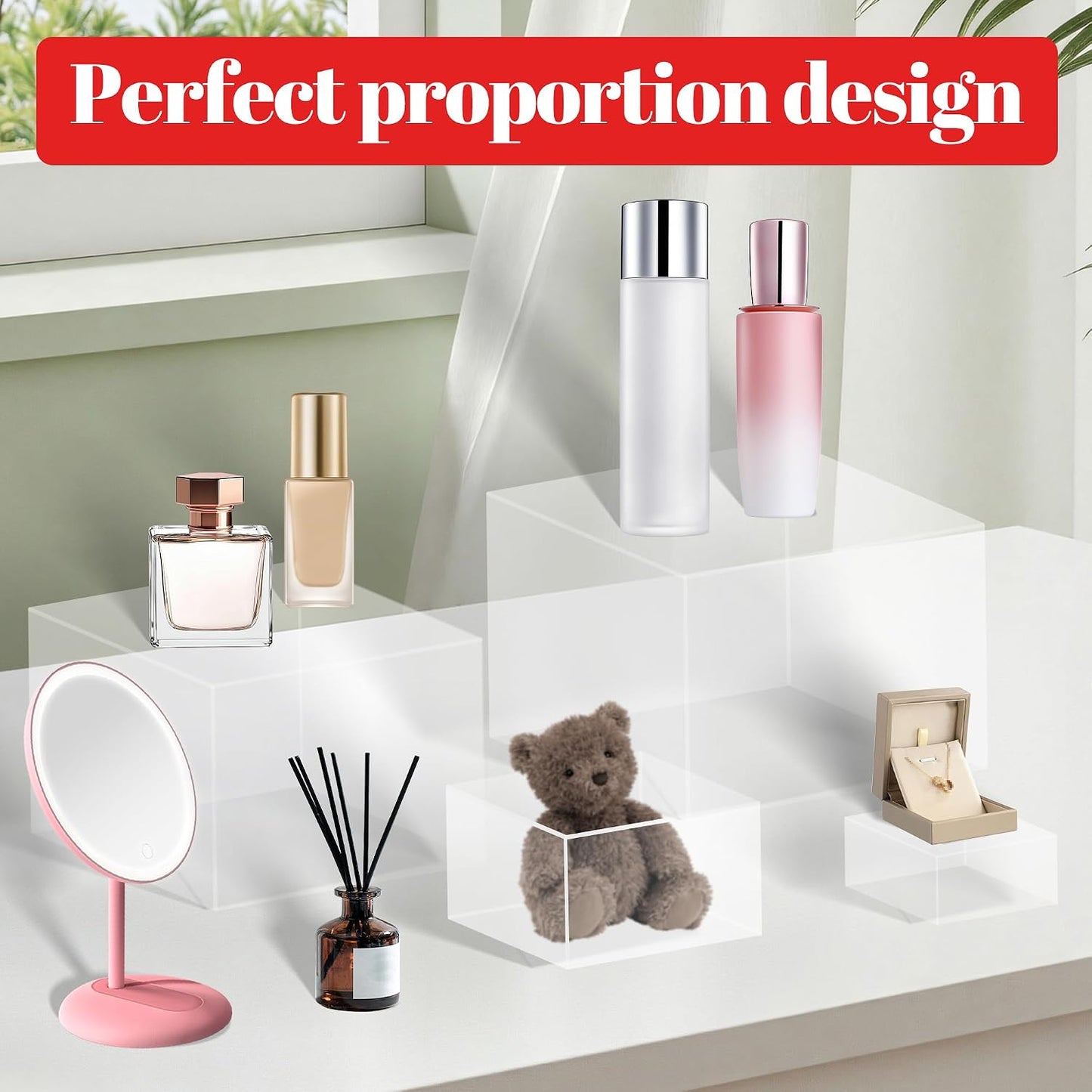 8 Buffet Risers Acrylic Cube Display Stands Box Risers with Hollow Bottoms Dessert Table Display Set Food Nesting Risers for Buffet Table, Cupcake Candy Food, Parties, Brunch, Weddings (Transparent, 8pcs-3''4''5''6''7''8'' 9'' 10'')