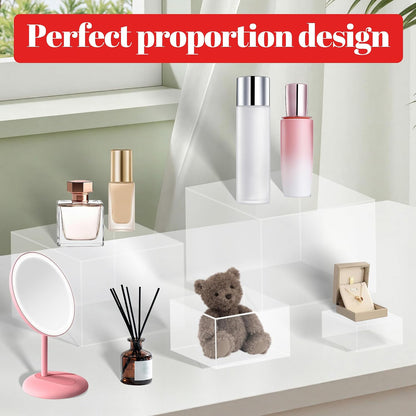 8 Buffet Risers Acrylic Cube Display Stands Box Risers with Hollow Bottoms Dessert Table Display Set Food Nesting Risers for Buffet Table, Cupcake Candy Food, Parties, Brunch, Weddings (Transparent, 8pcs-3''4''5''6''7''8'' 9'' 10'')