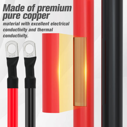 4 AWG Battery Cable 4AWG Gauge Battery Inverter Cables for Automotive Solar Marine Boat RV Car Motorcycle (4 AWG, 6FT, 3/8")