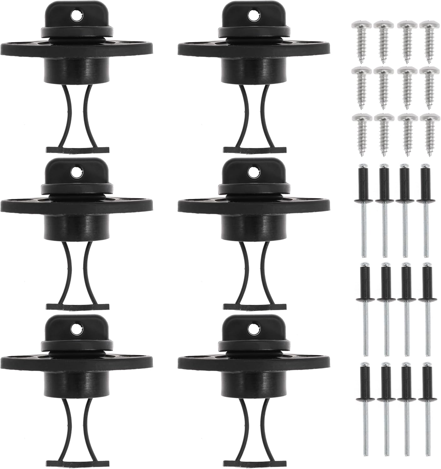 Kayak Drain Plug Kit Drain Stoppers Scupper Bung Plug Kit for Dinghy for Canoe for Boat with Screws and Blind Rivets (6Pcs)