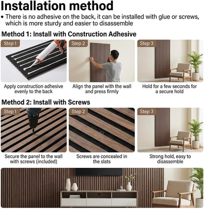 5 Pack Large Acoustic Panels for Wall Decor Sound Proof 47.2 x 23.6 x 0.4 Inch Sound Dampening Panels Wood Veneer Sound Absorbing Wall Panel for Bedroom Home Studio Office (Dark Walnut)