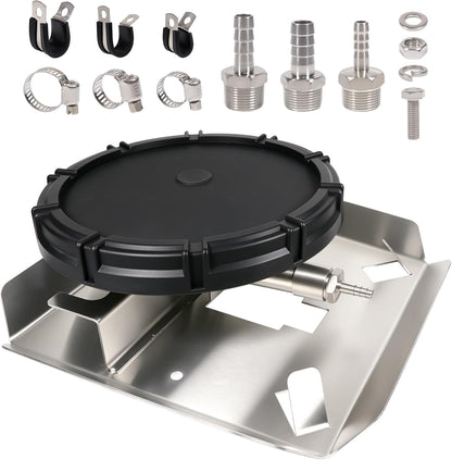 Pond & Lake Aeration Accessories with 5/8" 1/2" 3/8" Connectors Membrane Diffuser Stainless Steel Base Chassis for Pond Aeration System, 10 inch, Black