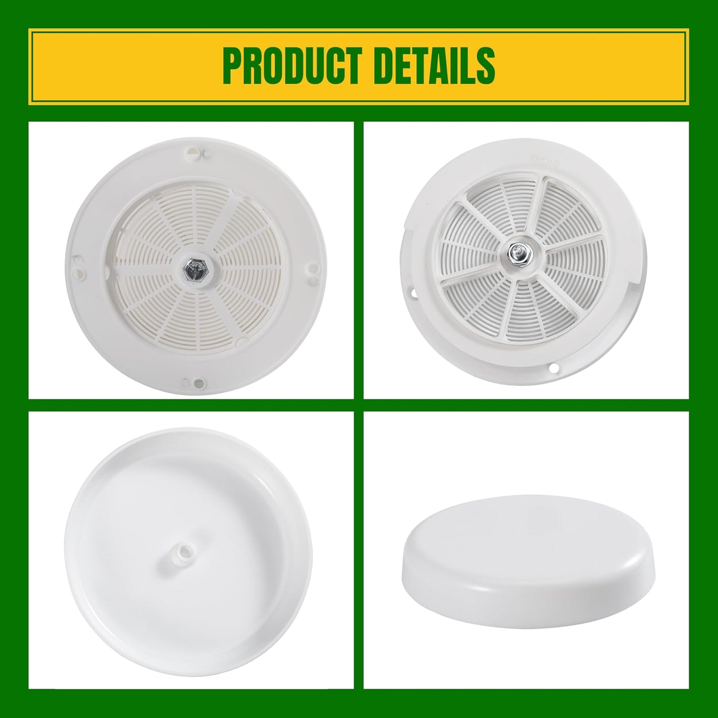 1 Pcs RV Roof Mushroom Vent Plumbing Vents with 1 Pcs Water Cover Guard Cap for Trailers Motor Homes Campers, White