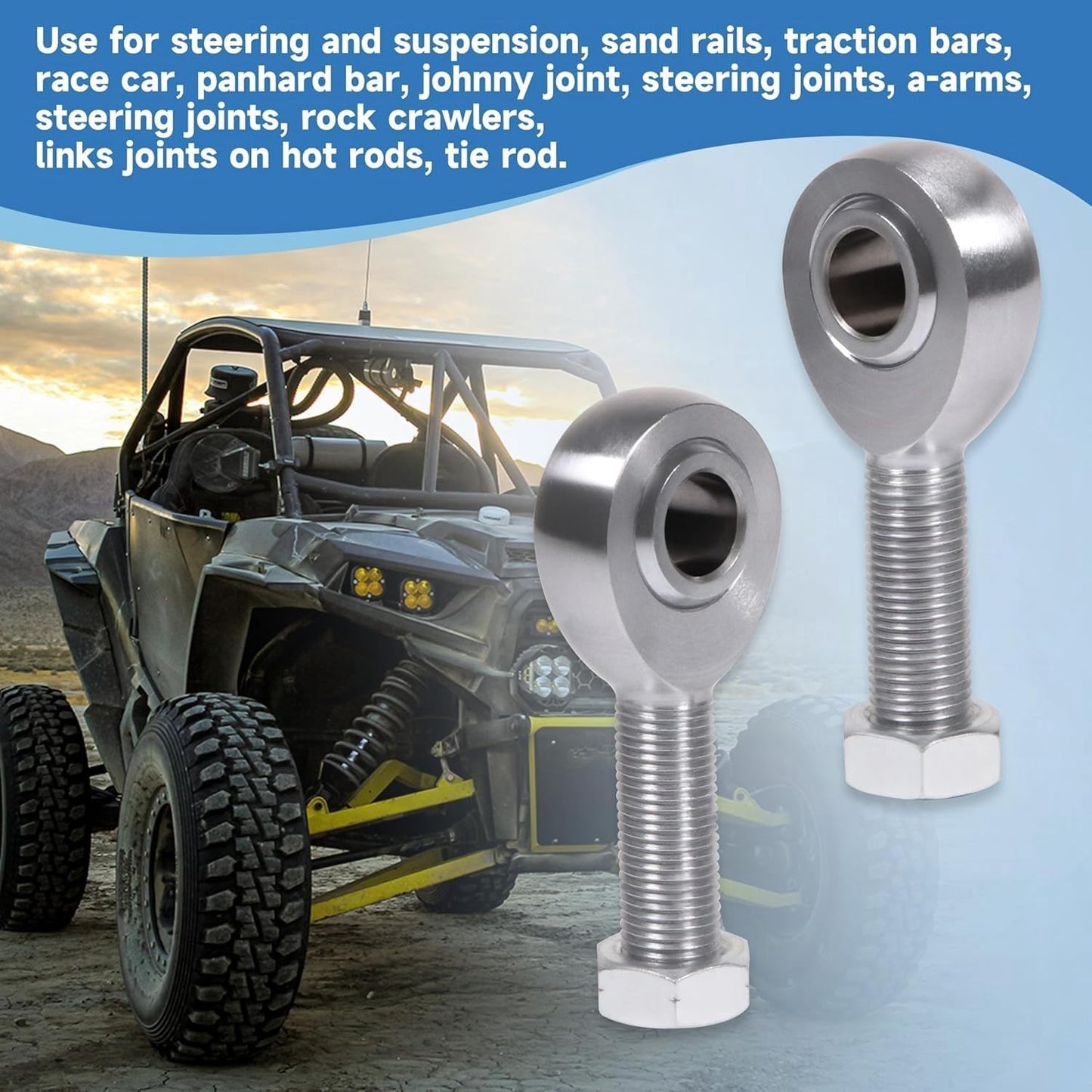 1/2" Heim Joints Rod End Kit Thread 0.5" Chromoly Heim Joints Suspension Kit Right and Left Hand Traction Bars Steering Kit with Jam Nuts (1 set-1/2 inch)