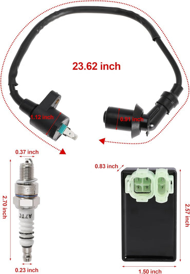 Ignition Coil Spark Plug with 6 Pin AC CDI Box for GY6 50cc 80cc 90cc 110cc 125cc 150cc Scooter Moped ATV Go Kart Dirt Bike Motorcycle