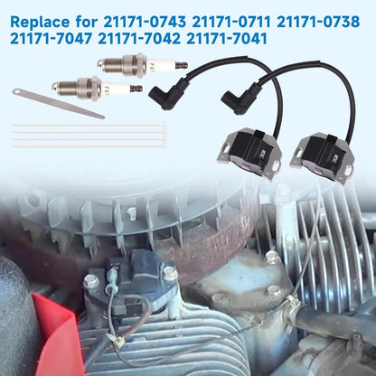 Ignition Coil and Spark Plug Replace 21171-0743 21171-0711 for John Deere for Kawasaki FR651V FR691V FX751V FX801V FX850V FR730V