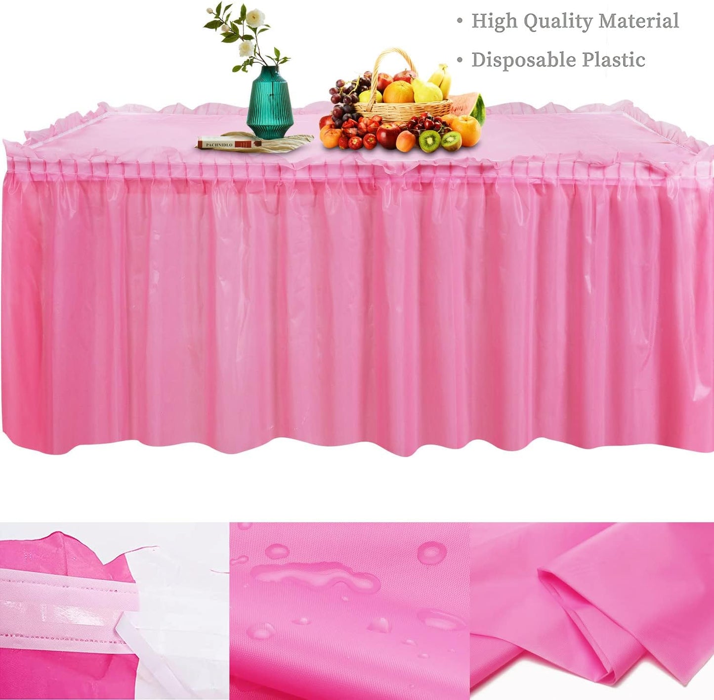 10-Parks Tulle Table Skirt-5 Pack Pink Table Cloths for Parties Table Skirts for Rectangle Tables 54" x 108" Pink Tablecloths for Party Birthday Baby Shower
