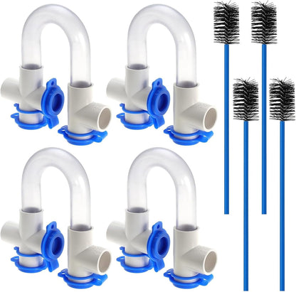4PACK 3/4" Standard Condensate Trap U Trap for HVAC Systems, Air Conditioner with 19" Cleaning Brush
