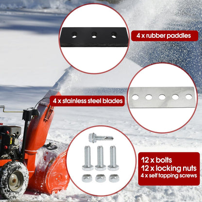 304 Stainless Snow Blower Impeller Modification Kit for Modifies 2-Stage Machine 4 Pcs Rubber Paddle Blade Universal (3/8")
