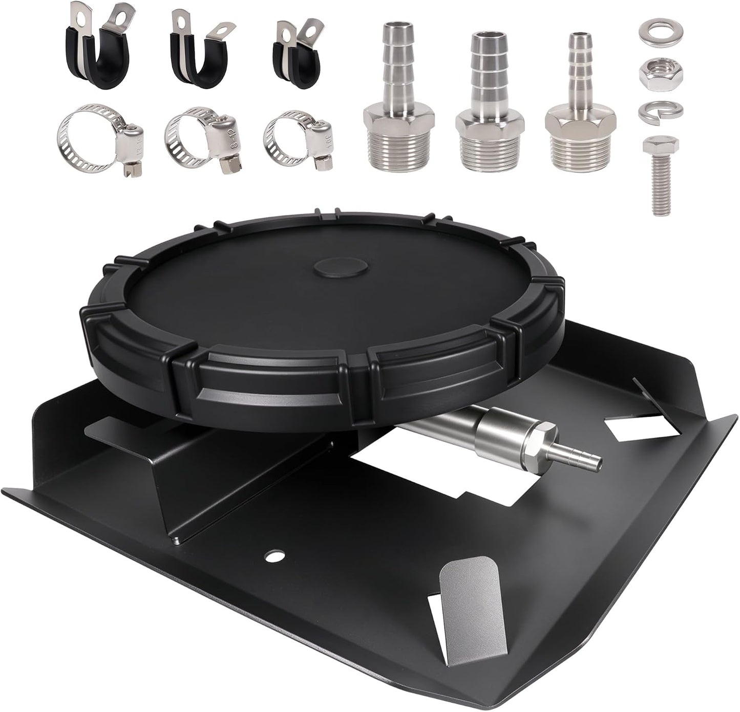 Pond & Lake Aeration Accessories with 5/8" 1/2" 3/8" Connectors Membrane Diffuser Stainless Steel Base Chassis for Pond Aeration System, 10 inch, Silvery