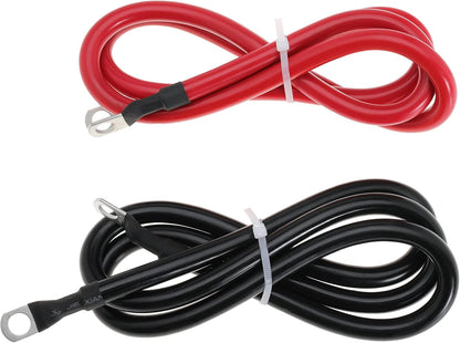 4 AWG Battery Cable 4AWG Gauge Pure Copper Battery Inverter Cables with 3/8 in Lugs Both Ends Power Inverter Wire Set for Automotive Solar Marine Boat RV Car Motorcycle Red and Black (4FT)