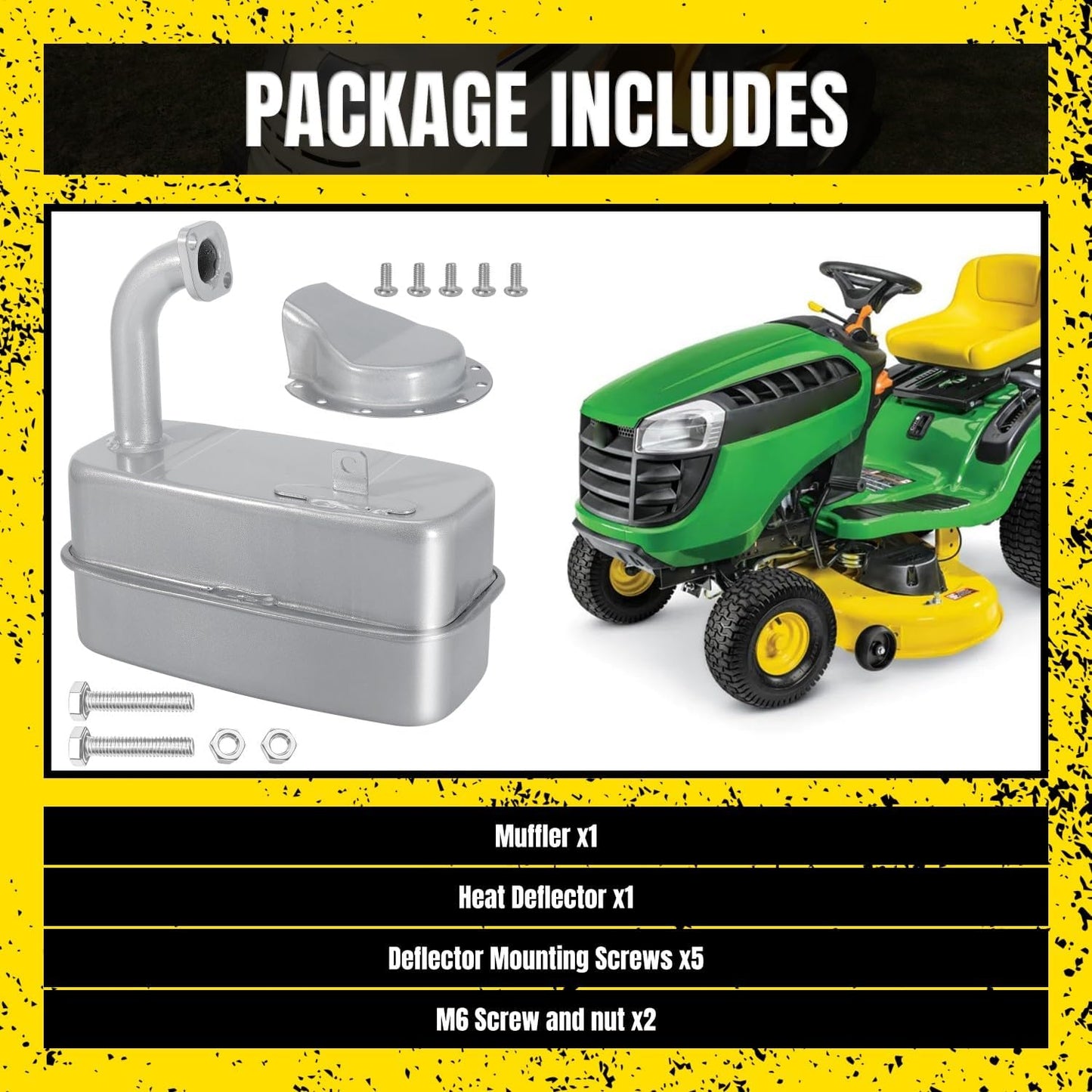 GY22156 Muffler for John Deere D100 E100 X100 Series Lawn Tractors - Direct Replacement for GY21990 Includes Gasket