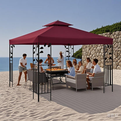 Gazebo Canopy Replacement -Grill Gazebo Replacement Roof -Gazebos on Clearance Outdoor Shelter Top Double Tiered Cover, 10x10 FT (Claret)