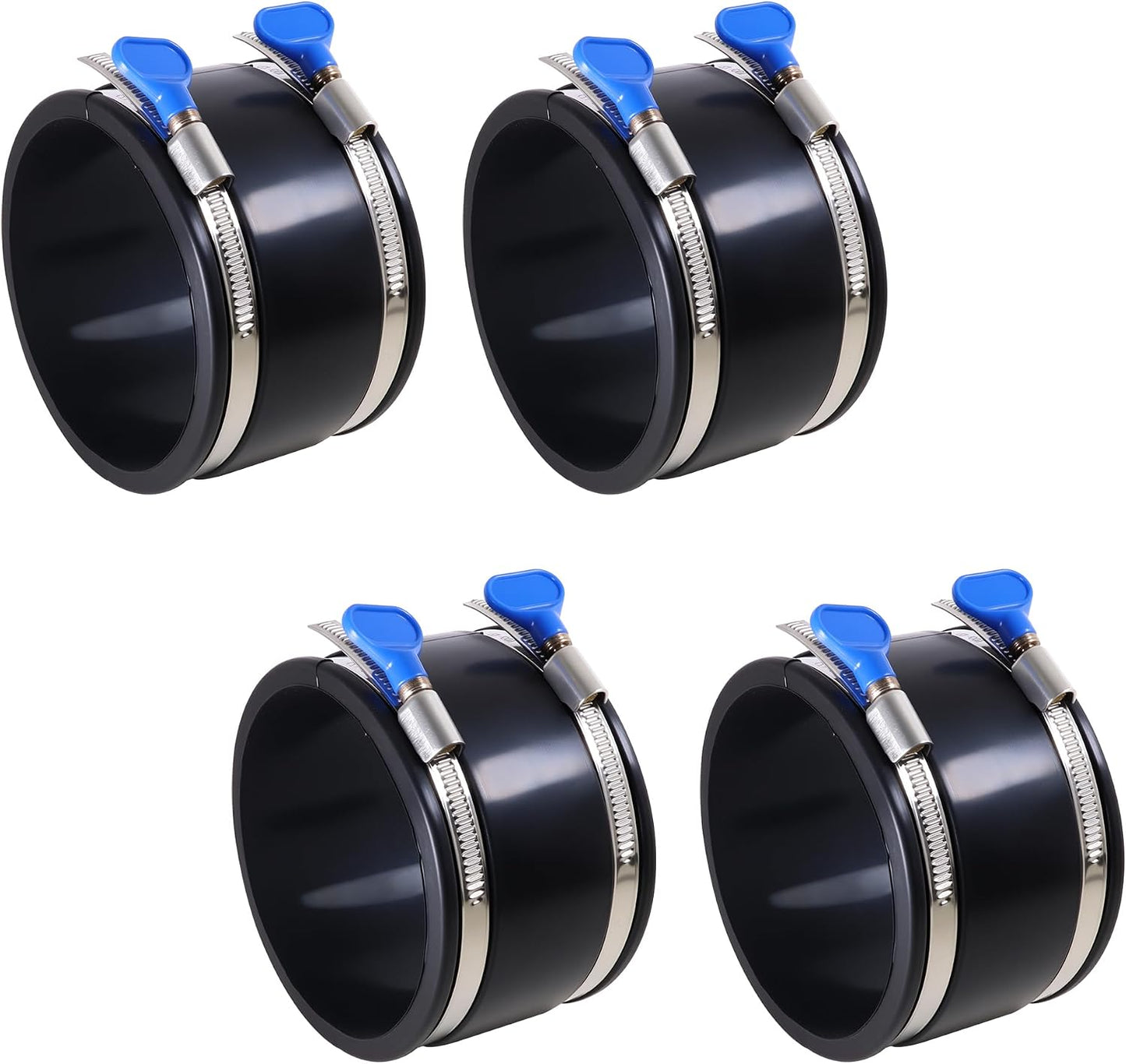 Dust Control Flex Cuff with Adjustable Hose Clamps, Rubber Connector Rubber Cuff Coupler for Woodworking Dust Collection Fittings (4, 2-1/2 Inch)