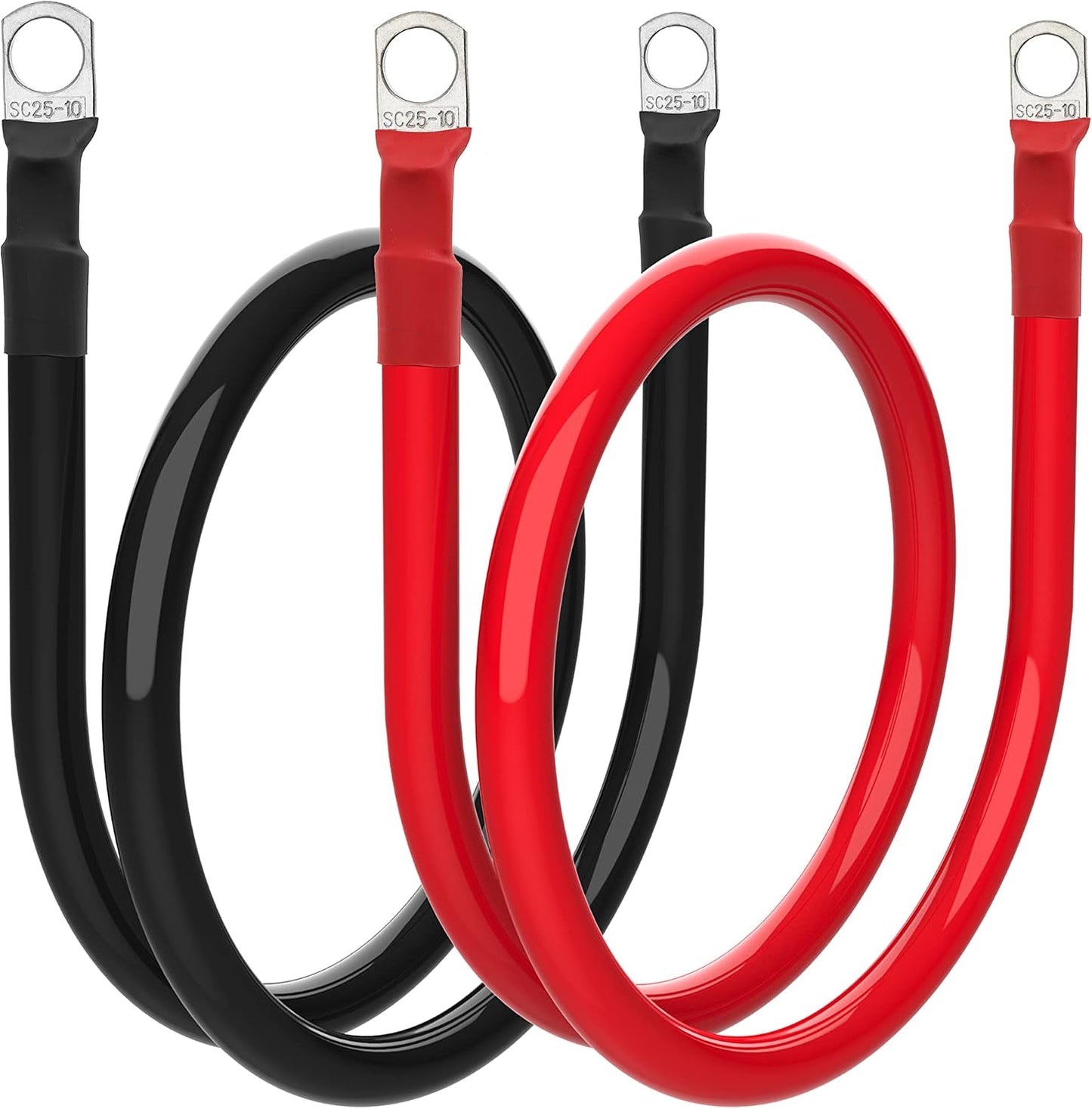 4 AWG Battery Cable 4 Gauge Battery Wires with 3/8 terminals Power Inverter Cables for Solar Boat Marine RV Car (3FT, 1 red+1 black cable)