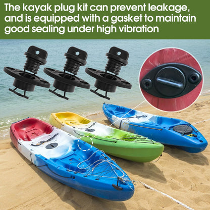 Kayak Drain Plug Kit Drain Stoppers Scupper Bung Plug Kit for Dinghy for Canoe for Boat with Screws and Blind Rivets (6Pcs)
