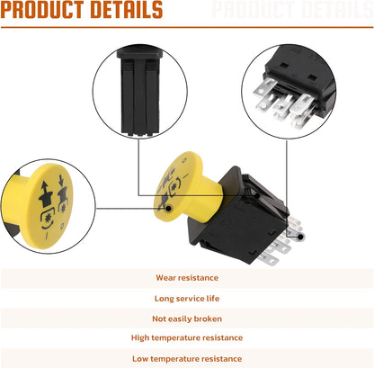 Clutch PTO Switch 7 Terminals for Cub Cadet for MTD for Troy-Bilt for Delta Compatible with 725-3233, 725-3233A, 925-3233, 925-3233A, 6201-308, 6204-308, ZTR, XT2, RTZ, ZT1, 1527, 1525, 1515, 10 AMP