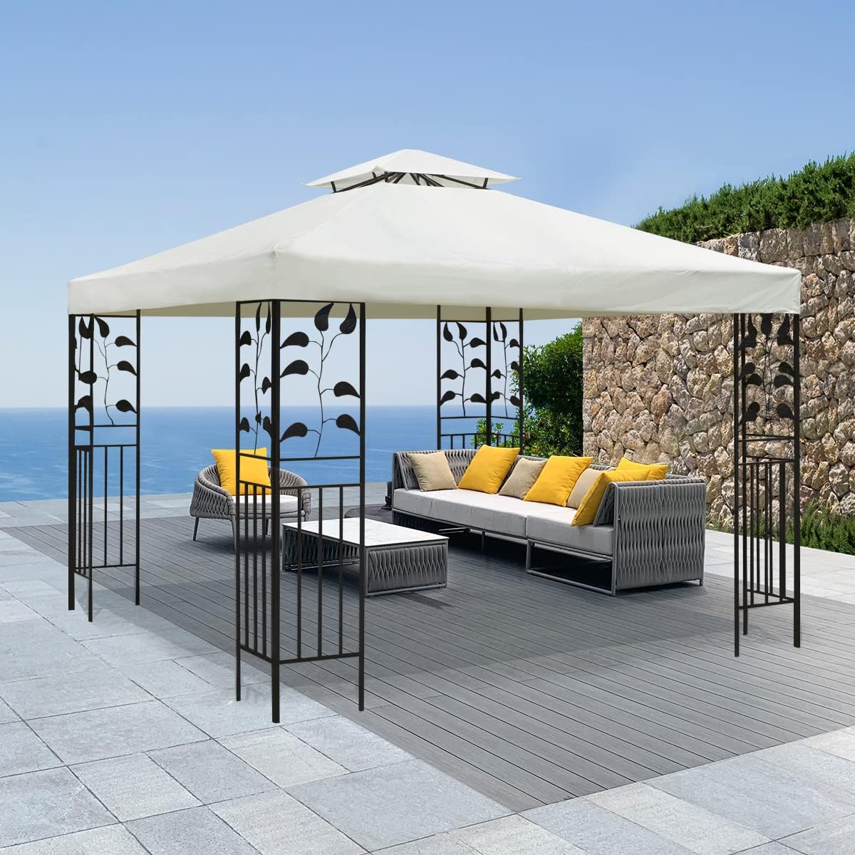 Gazebo Replacement Canopy Roof - Double Tiered Canopy Cover, 10x10 FT (Blackish Green)