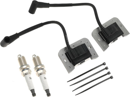 2PCS 32-584-06-S Ignition Coil Module for Kohler KT ZT Engines 7000 Series Lawn Mower Engine for KT610 KT740 ZT720 ZT730 Replaces 3258406-S 3258406 3258406S 32 584 06 S with Spark Plug