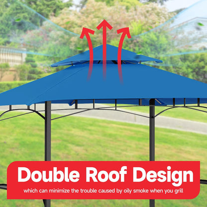 Grill Gazebo Replacement Canopy Top Only - 5' x 8' Outdoor BBQ Gazebo Canopy Roof, Waterproof Double Tiered Shelter Cover Fit for L-GG001PST-F