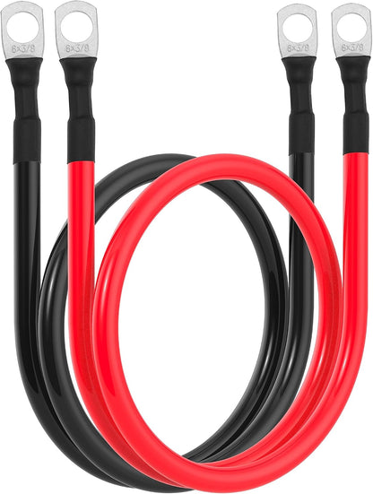 5 AWG Battery Cable 5AWG Gauge Battery Inverter Cables for Automotive Solar Marine Boat RV Car Motorcycle (5 AWG, 10FT, 3/8"+5/16")