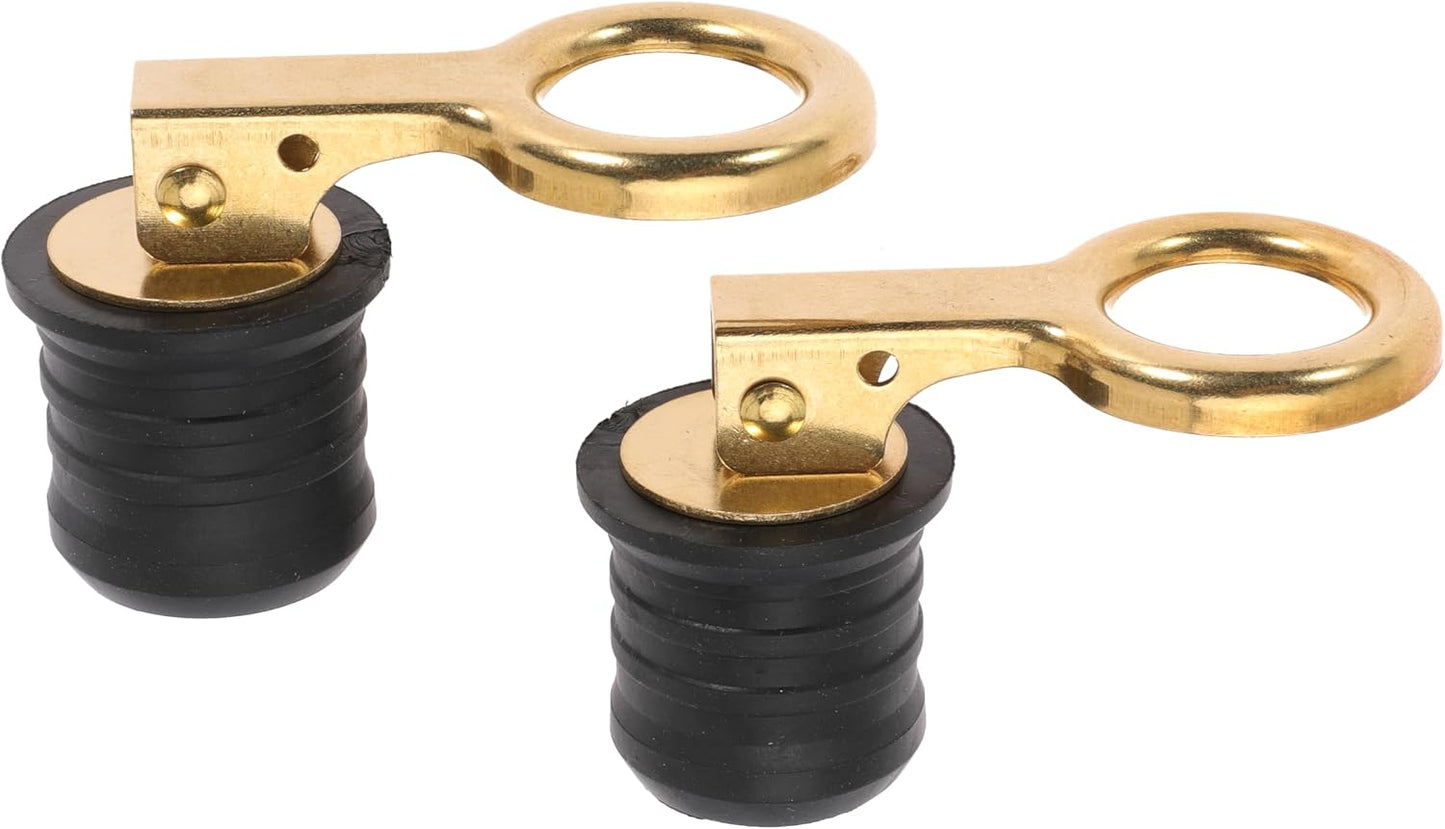Boat Drain Plug - O-Handle Snap Plug, Brass/Stainless Steel, Rubber