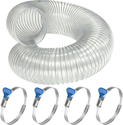2-1/2" x 10' Heavy Duty Dust Collection Hose, Thickened Clear PVC Flexible Hose with Steel Wire Reinforced, Puncture Resistant for Woodworking Dust Collector System